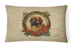 Leonberger Christmas Flowers Throw Pillow