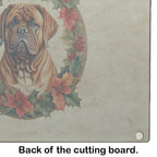 Dogue de Bordeaux Christmas Flowers Glass Cutting Board