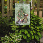 Dachshund Black Tan Christmas Presents and Tree Garden Flag