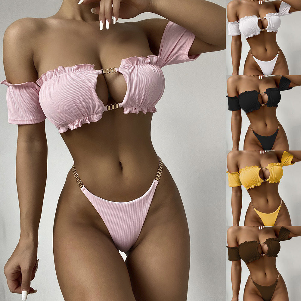 Chandou Women's Solid Color Bikini Swimsuit Set