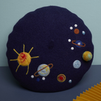 Small Design Wool Felt Beret Hat | Embroidered Cap