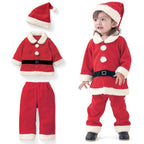 Children's Christmas Long Sleeve Outfit with Hat (3 Pieces) | Embroidered Cap