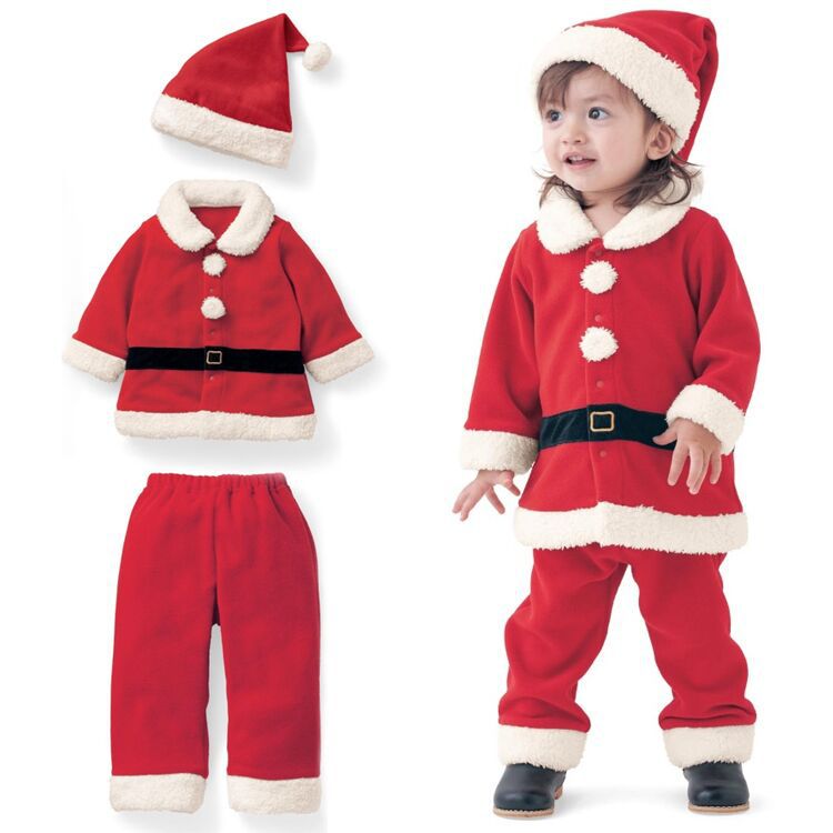 Children's Christmas Long Sleeve Outfit with Hat (3 Pieces) | Embroidered Cap