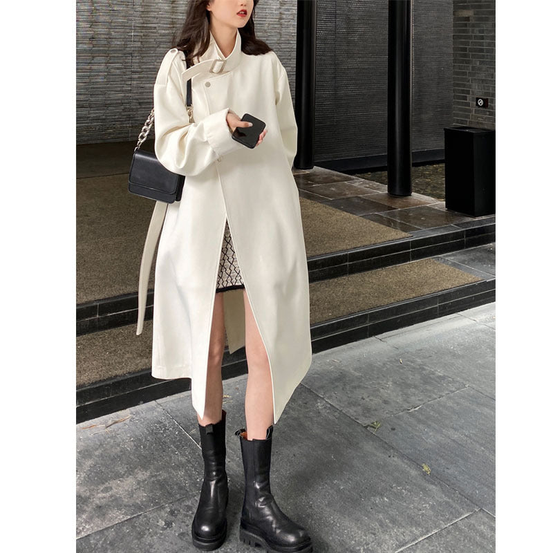 Women's Mid-Length Trench Coat - Fashionable Style
