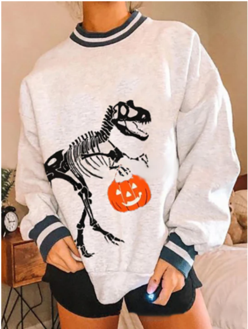Women's Long-sleeved Skull Pumpkin Printed Sweater
