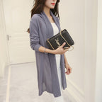 Mid-Length Knitted Sweater Cardigan with Scarf Shawl