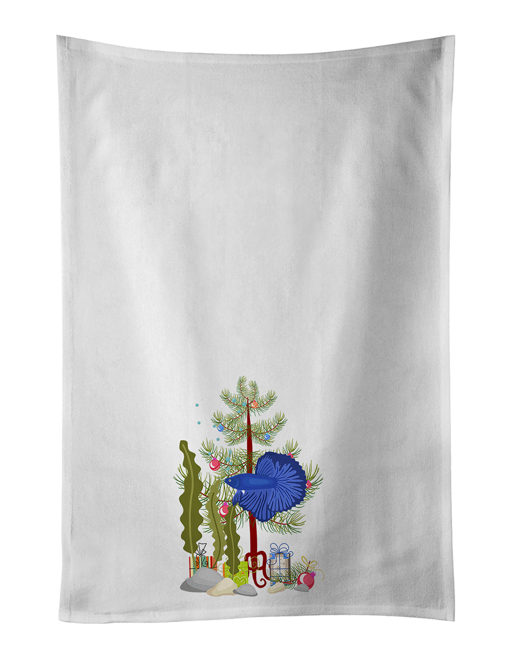 Delta Tail Betta Fish Merry Christmas Kitchen Towel Set of 2