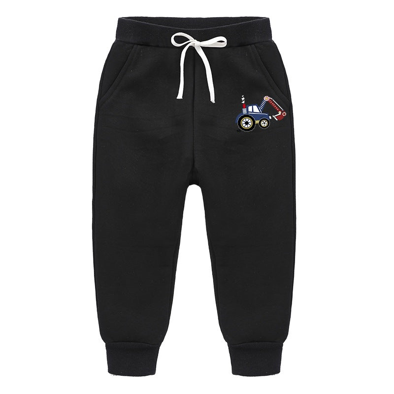 Children's Silver Fox Fleece Sweatpants - Backhoe Bulldozer