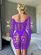 Sexy Mesh Jacquard Sheer Mesh Dress