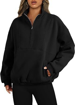 Women's Casual Sports Sweater with Zipper Pocket