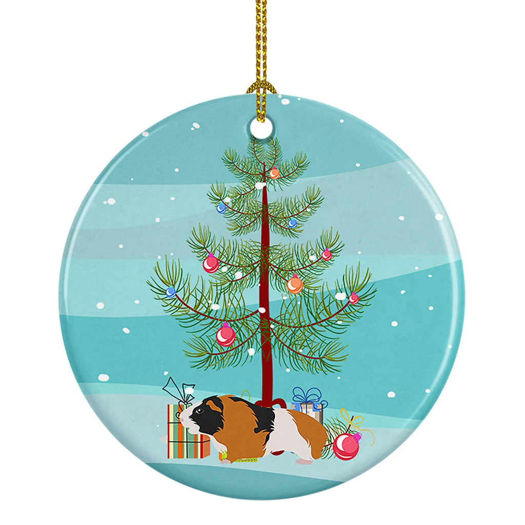 Rex Guinea Pig Merry Christmas Ceramic Ornament