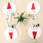 Festive Christmas Hat Utensil Holder Set | Embroidered Cap