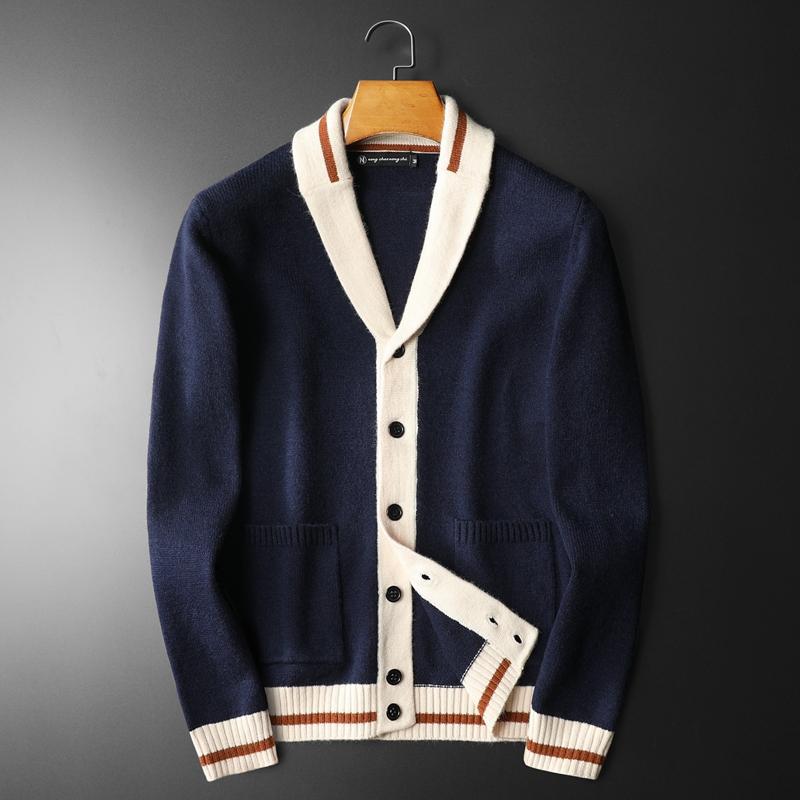 Plus Size V-neck Color-block Cardigan Sweater Coat