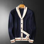 Plus Size V-neck Color-block Cardigan Sweater Coat