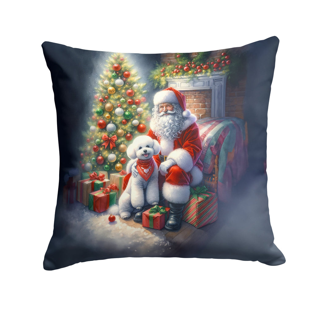 Bichon Frise and Santa Claus Throw Pillow