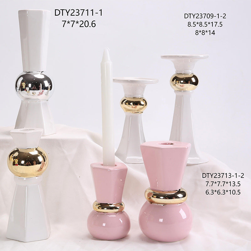Creative Christmas Candle Holder with Glowing Ceramic House