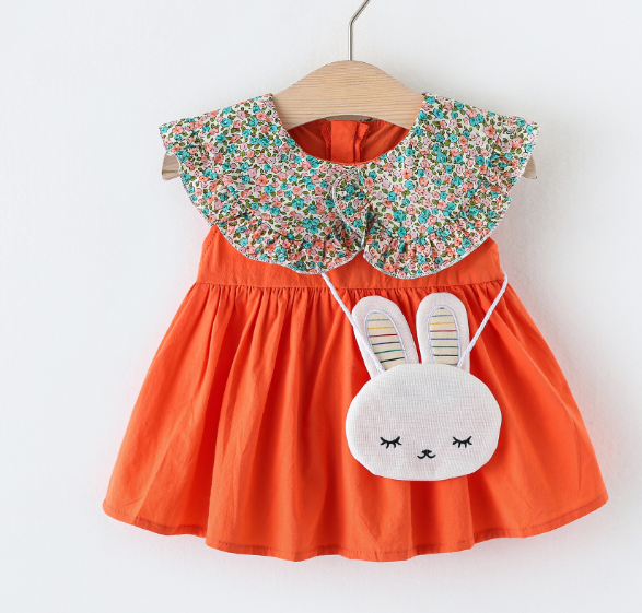 Girls Sleeveless Double Layer Dress with Lapel Design