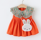 Girls Sleeveless Double Layer Dress with Lapel Design