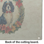 Cavalier Spaniel Christmas Flowers Glass Cutting Board