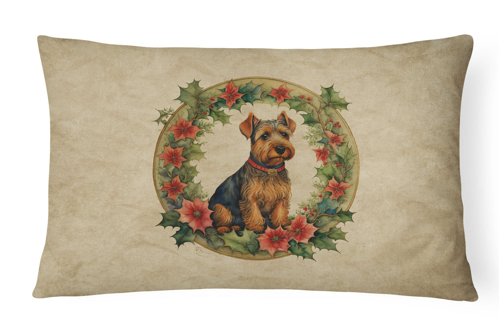 Welsh Terrier Christmas Flowers Throw Pillow