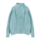 Women's Sweet Loose Turtleneck Half-Zip Sweater