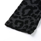 Black Leopard Print Sheer Bodysuit for Women