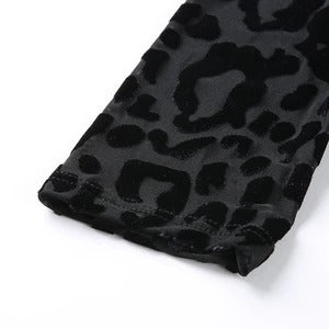 Black Leopard Print Sheer Bodysuit for Women