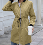 Long Hooded Waist Trench Coat
