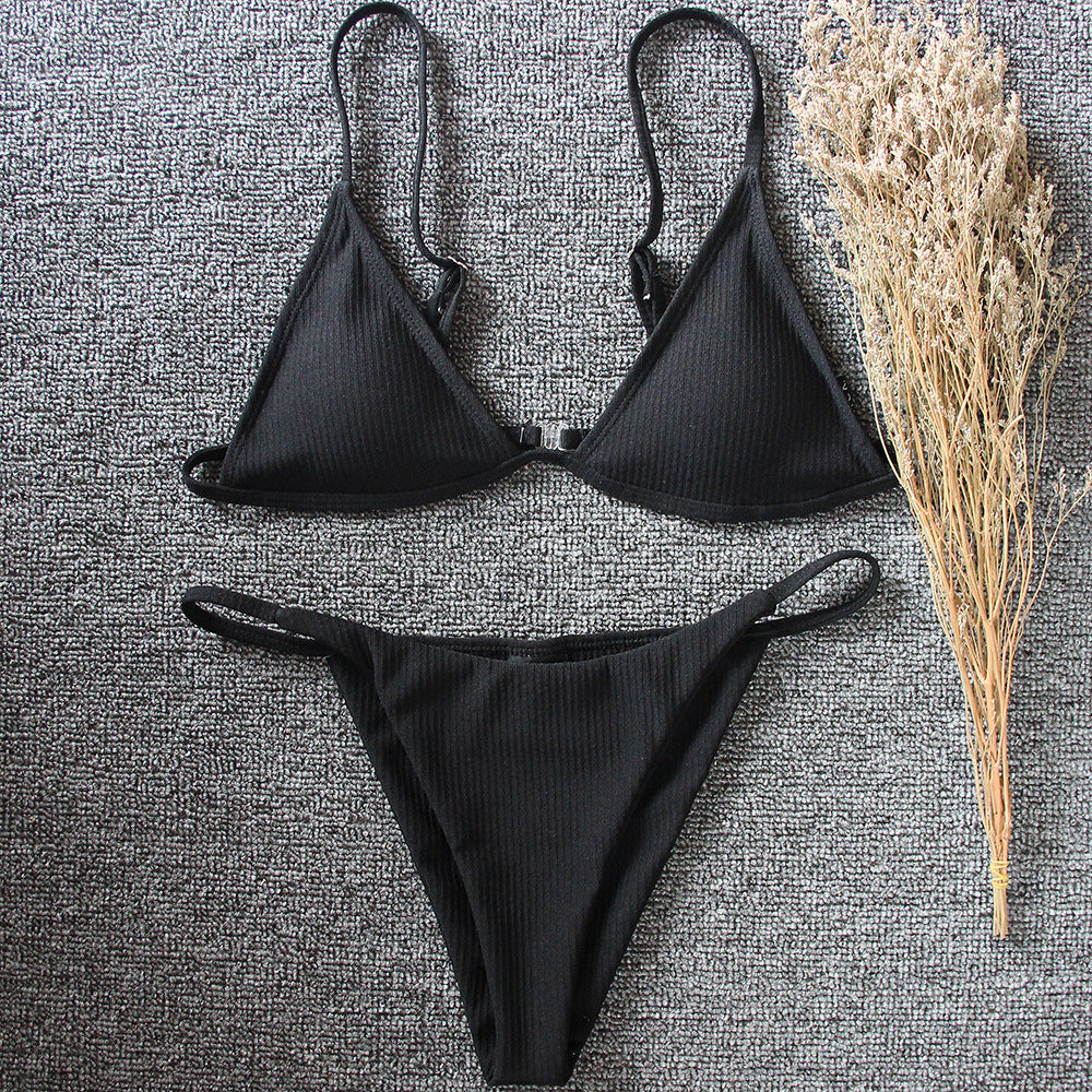 Ribbed Thong Bikini Set