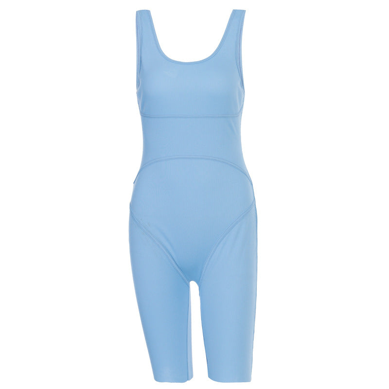 Women's Sleeveless Jumpsuit with Shorts for Fitness