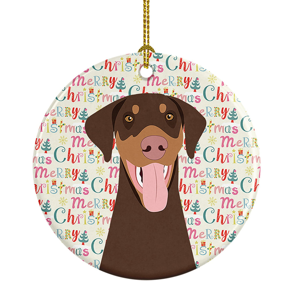 Doberman Pinscher Red and Rust Ears #1 Christmas Ceramic Ornament