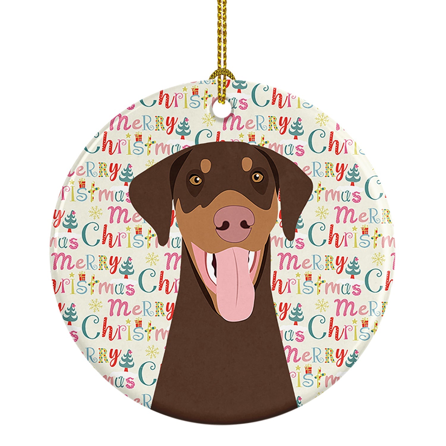 Doberman Pinscher Red and Rust Ears #1 Christmas Ceramic Ornament