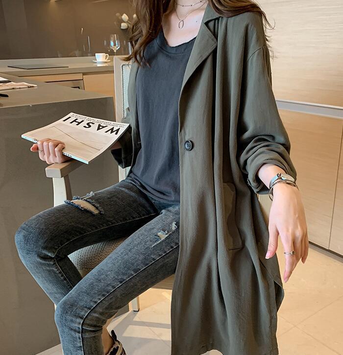 Women's Mid-Length Slim Lapel Trench Coat Jacket