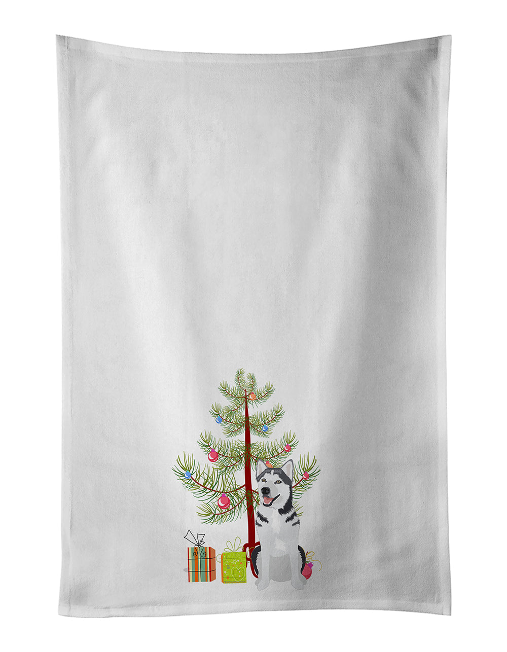 Siberian Husky Silver and White #1 Christmas Kitchen Towel Set of 2