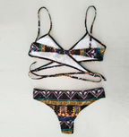 Cross-Back Tribal Print Sexy Bikini Swimsuit
