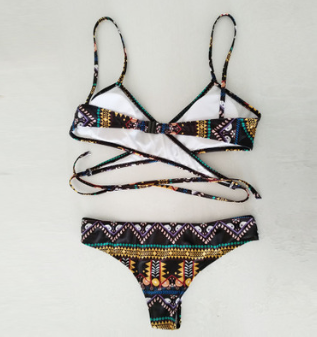 Cross-Back Tribal Print Sexy Bikini Swimsuit