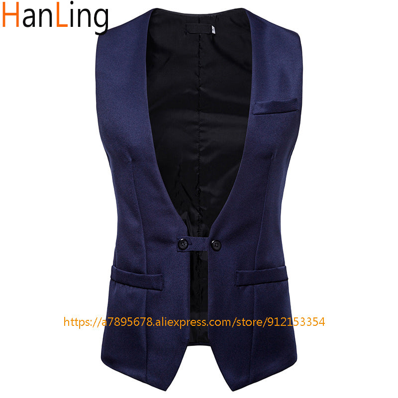 Men's Business Suit with Black Vest and Jacket