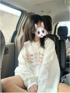 Women's Long Sleeve Loose Sweater with Fish Embroidery