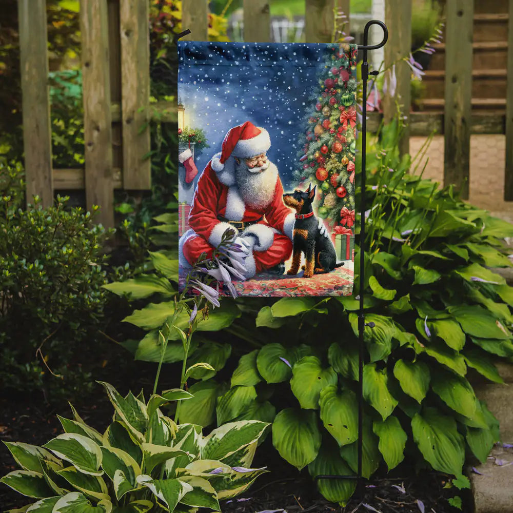 Manchester Terrier and Santa Claus Garden Flag