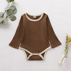 Stylish Baby Girl Solid Color Long Sleeve Bodysuit