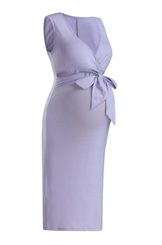 Maternity Sleeveless Dress with Cross Waist Design