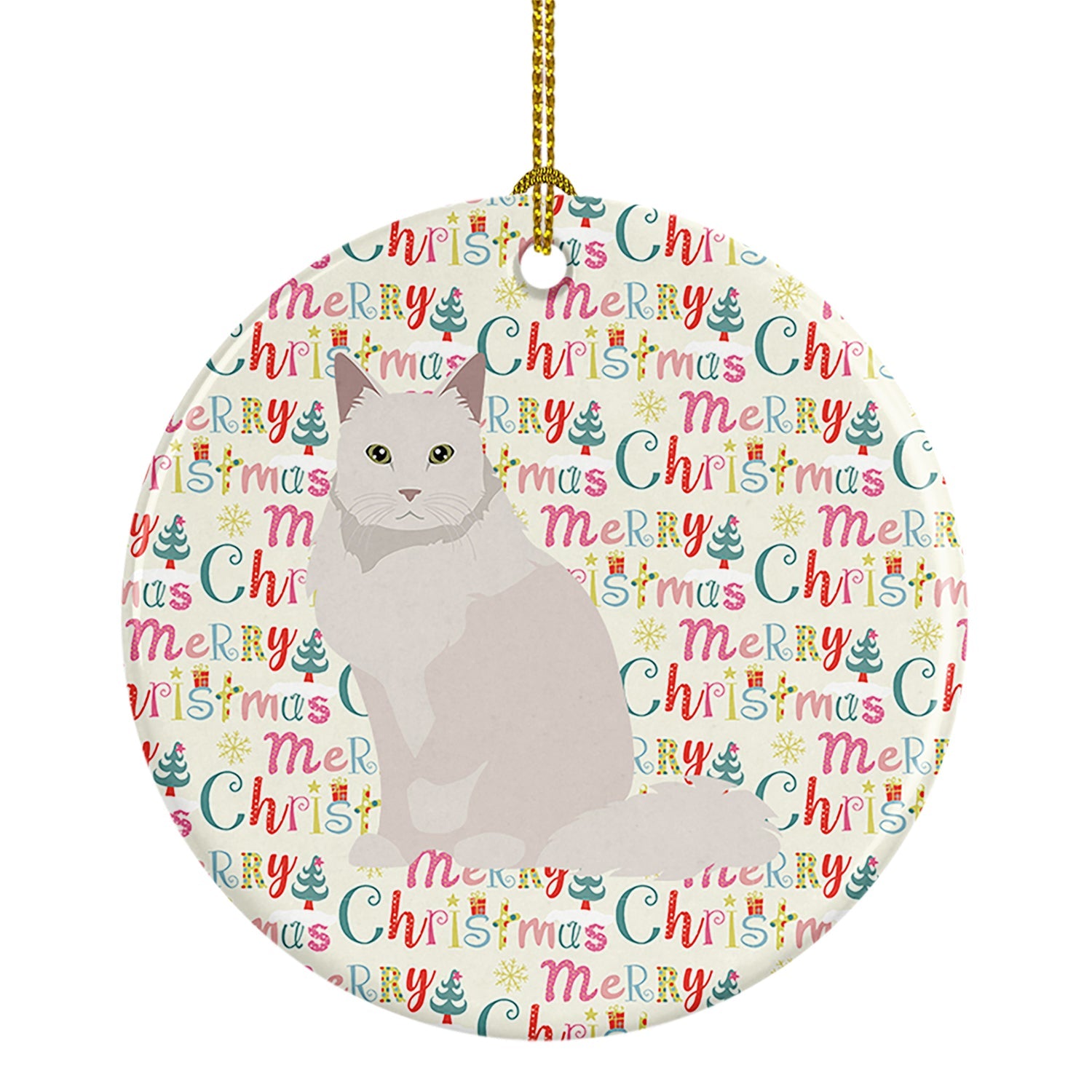 Chantilly Tiffany Cat Christmas Ceramic Ornament