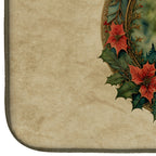 Siberian Husky Christmas Flowers Dish Drying Mat
