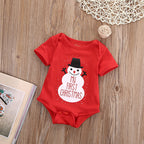 Christmas Baby Onesie with Triangle Design and Snowman