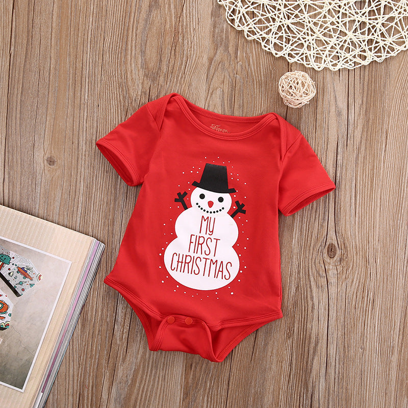 Christmas Baby Onesie with Triangle Design and Snowman