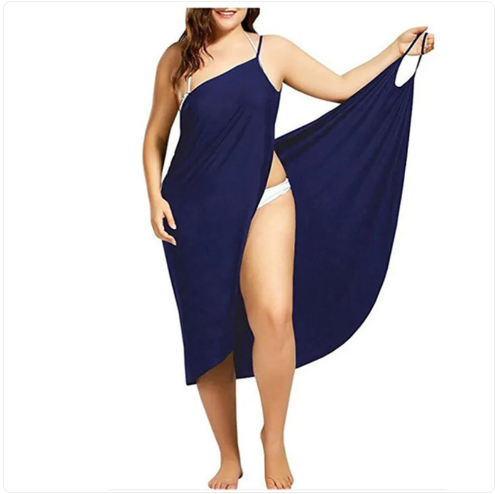 Solid Color Cross-Strap Beach Dress