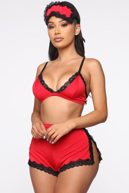 Women's Deep V-Neck Lace Lingerie and Sleepwear