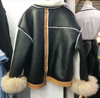 Colorblock Faux Fur Jacket with Fox Cuffs