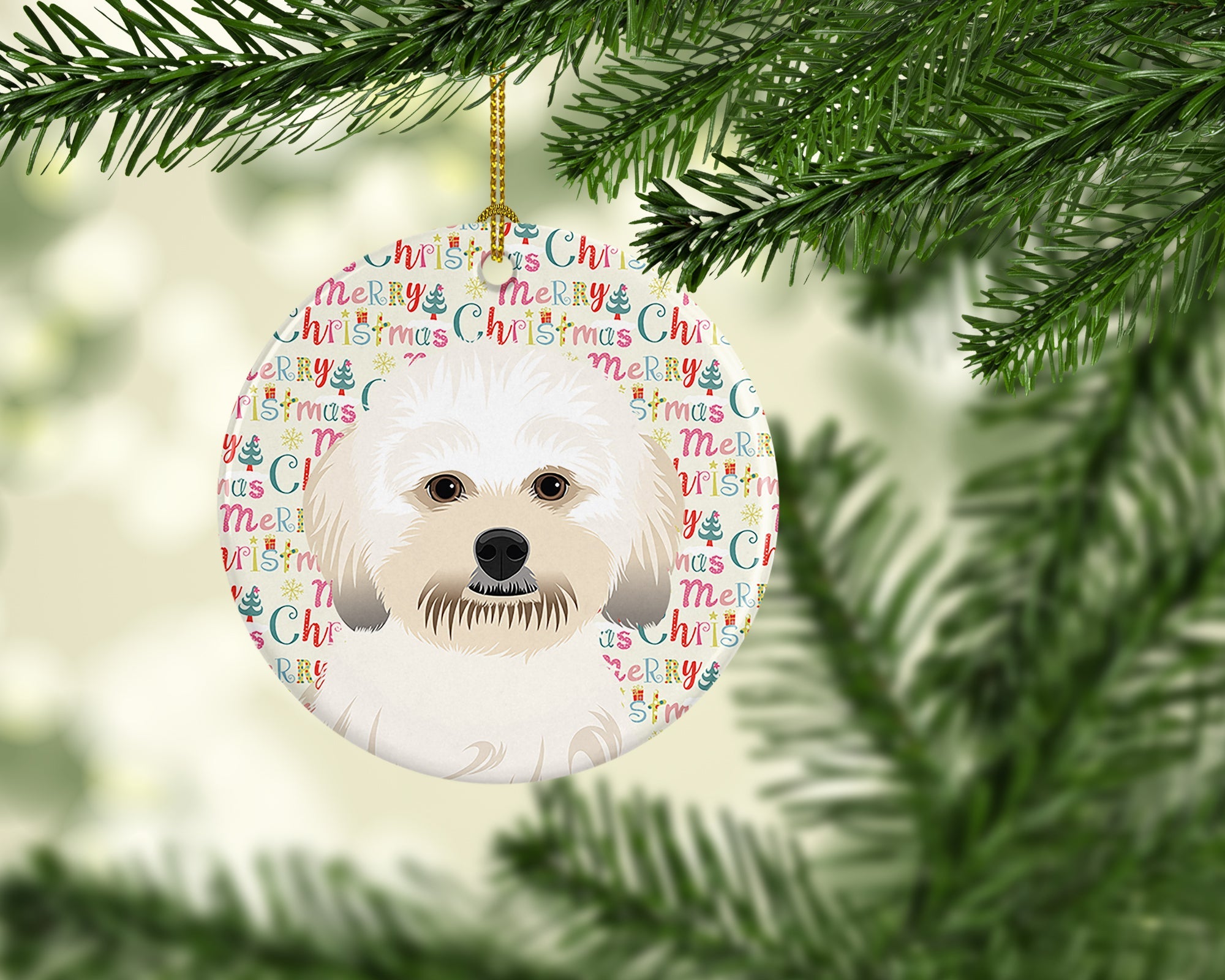 Shih-Tzu Gold #5 Christmas Ceramic Ornament