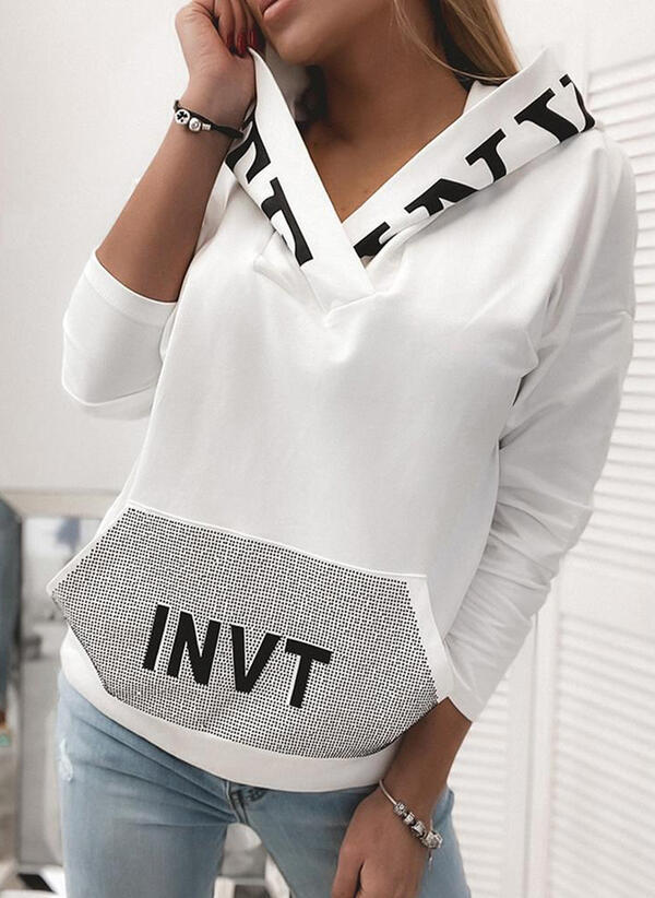 Pocket Hooded Letter Print Pullover Sweatshirt | Streetwear